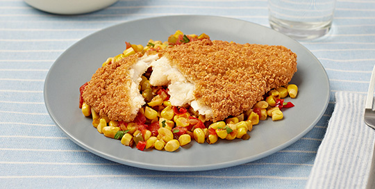 Crispy Panko Tilapia with Fresh Charred Corn Relish